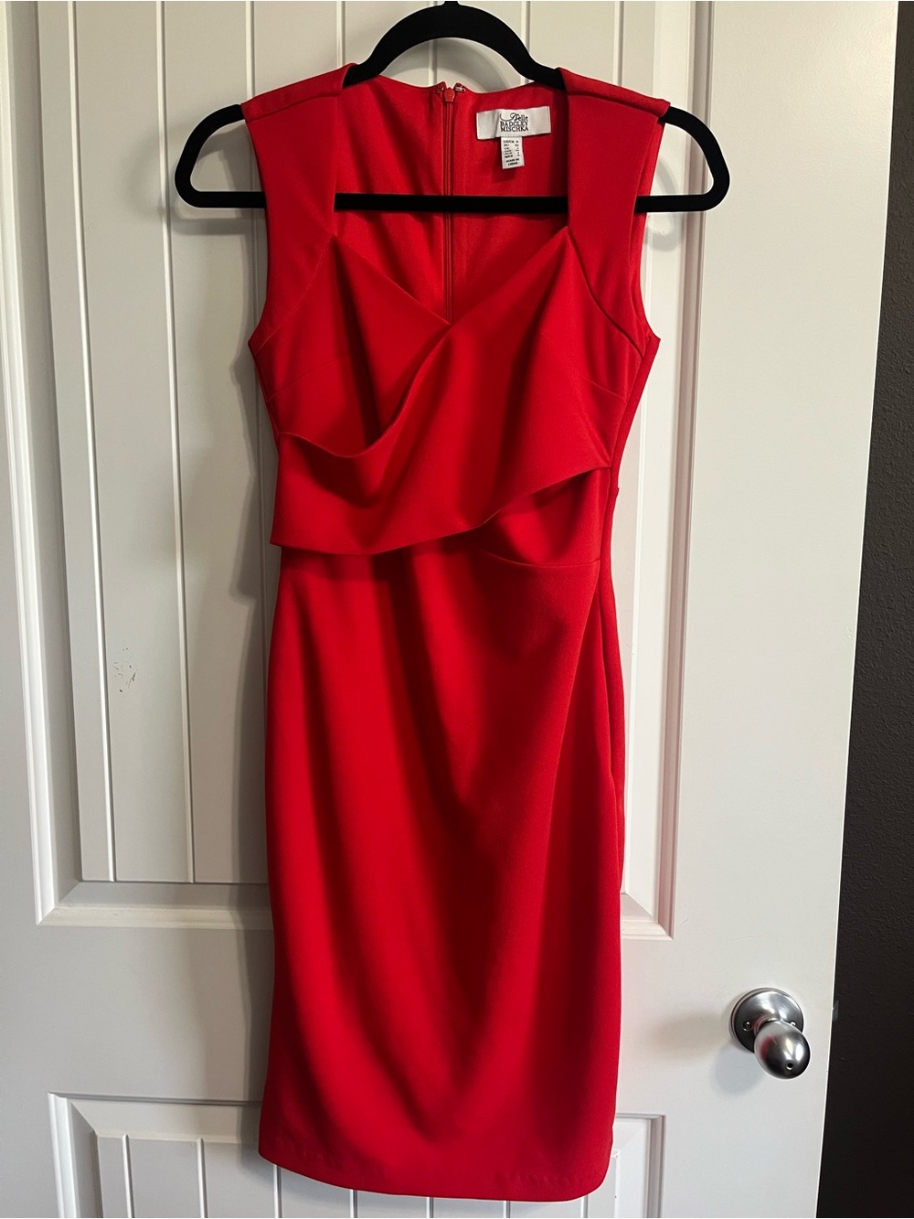 Belle Badgley Mischka Dress Red Career Classic Sz 0 Feminine Professional Office